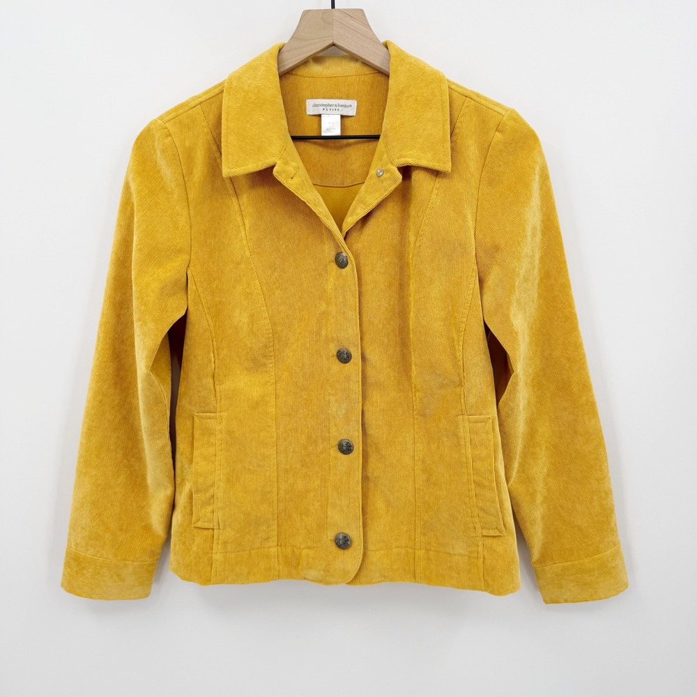 Christopher & Banks Petite Mustard Yellow Corduroy Button Front Jacket SP Fall